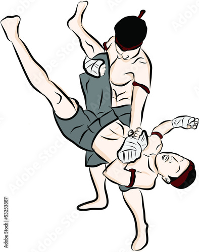 hand drawn Thai martial arts and muay thai boran 