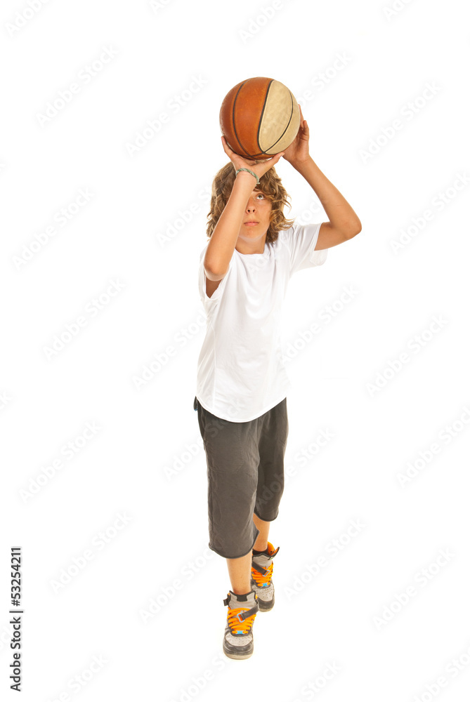 Full length of boy throwing basketball Full length of boy throwing basketball