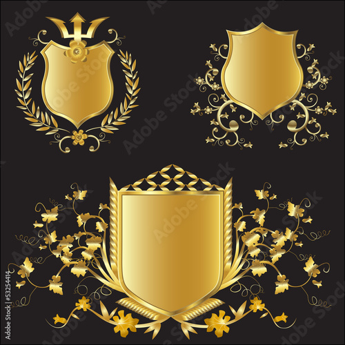 vector golden shields