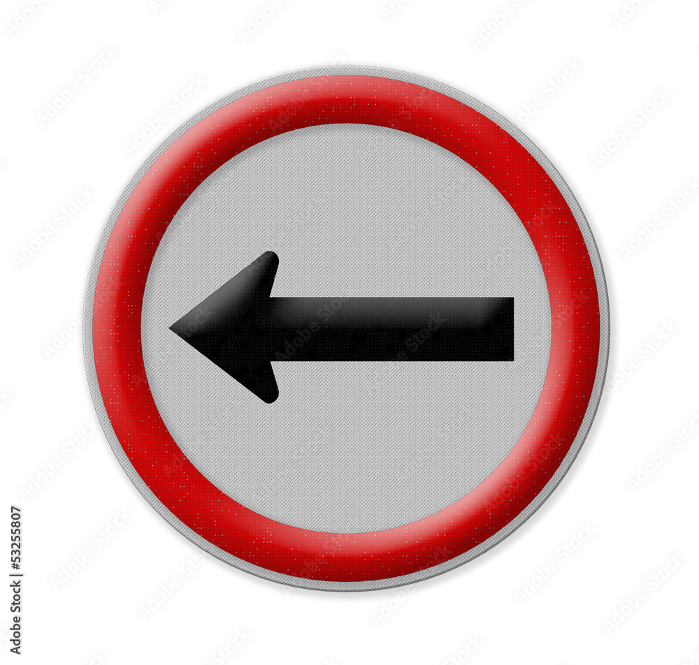 Arrow traffic sign isolated on white background , Part of a seri Arrow traffic sign isolated on white background , Part of a seri
