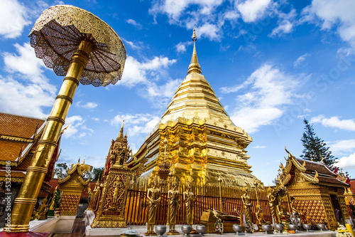 Golden pagoda wat Phra That Doi Suthep.chiangmai Thailand
