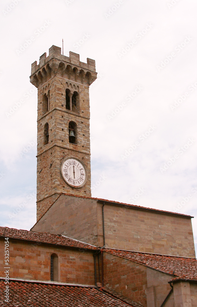 Tower of Cathedral of Fiesole town, Tuscany, Italy