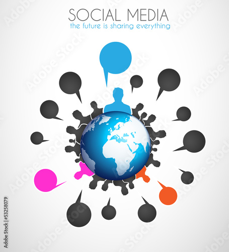 Worldwide communication and social media concept art.