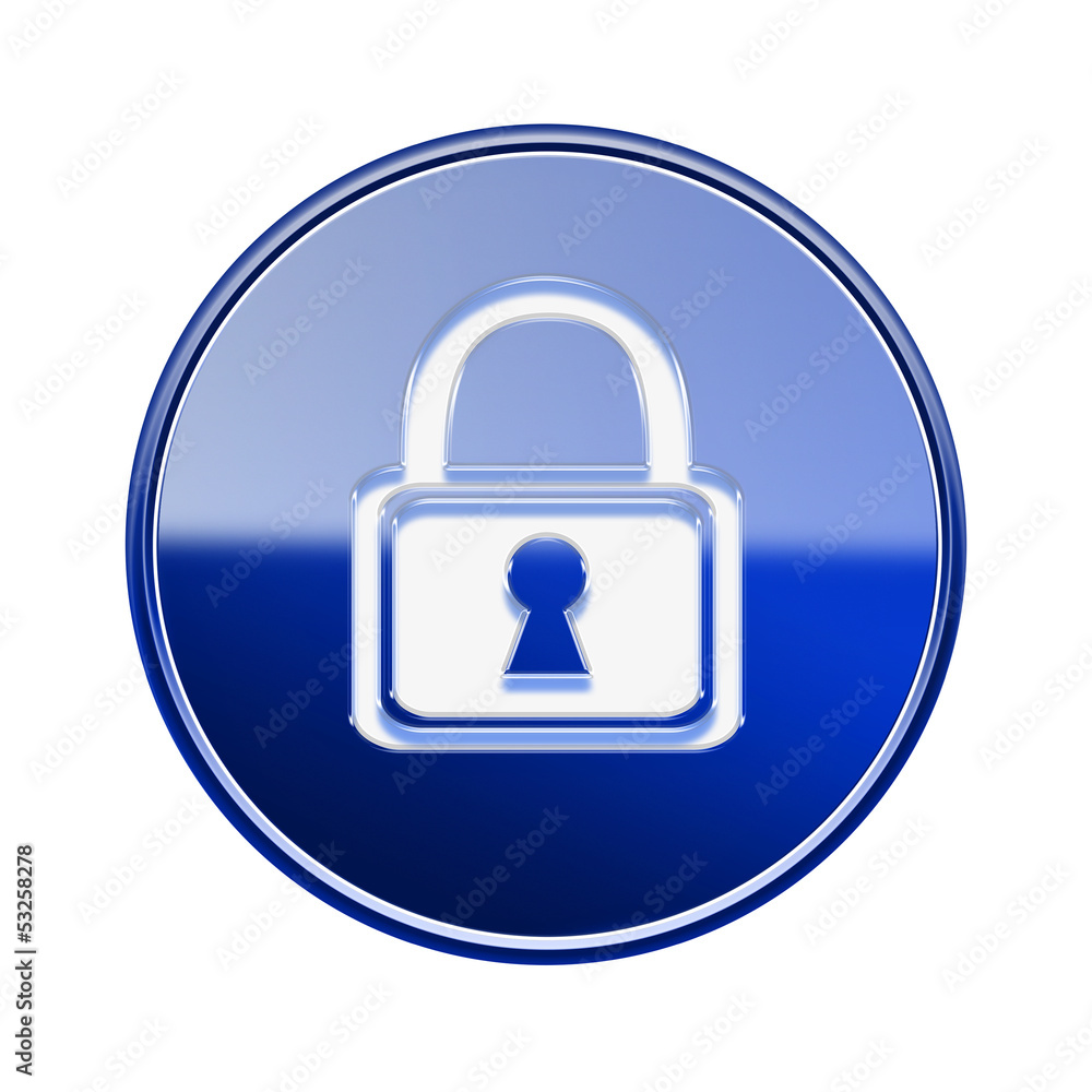 Lock icon glossy blue, isolated on white background Lock icon glossy blue, isolated on white background