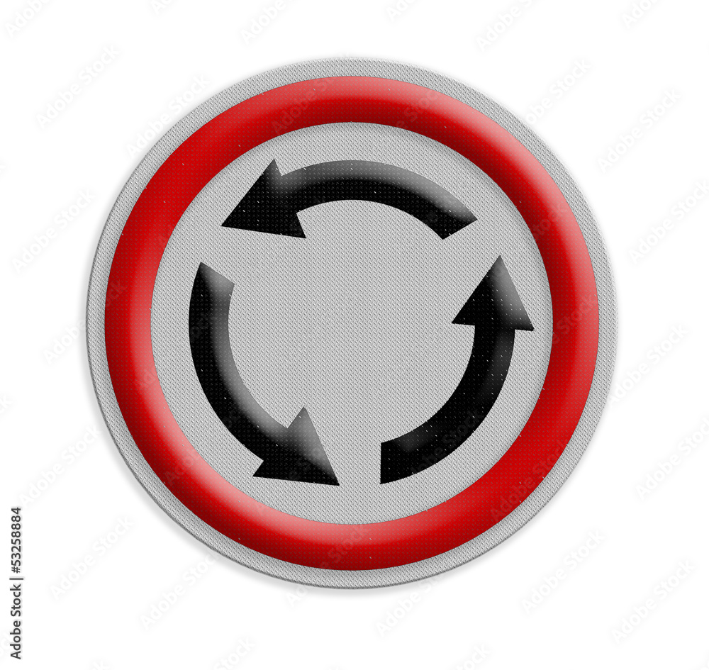 Roundabout crossroad road traffic sign , Part of a series. Roundabout crossroad road traffic sign , Part of a series.