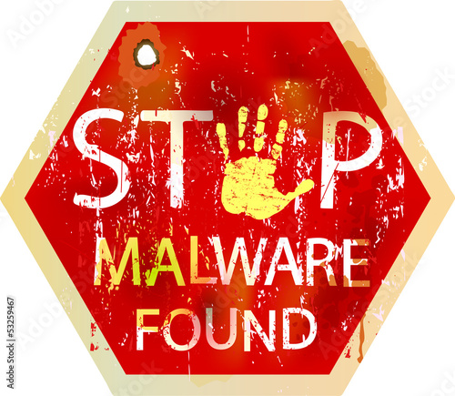 malware / computer virus warning sign, vector
