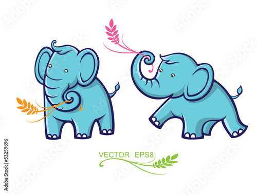 elephants with leaves