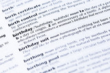Conceptual birthday text dictionary definition