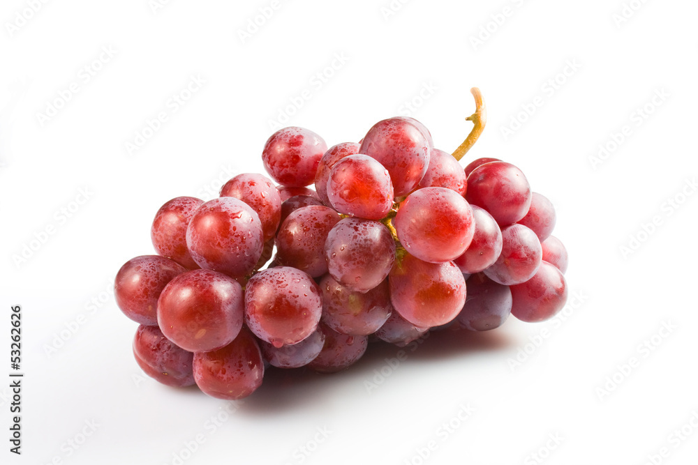 Sweet pink grapes isolated on white background