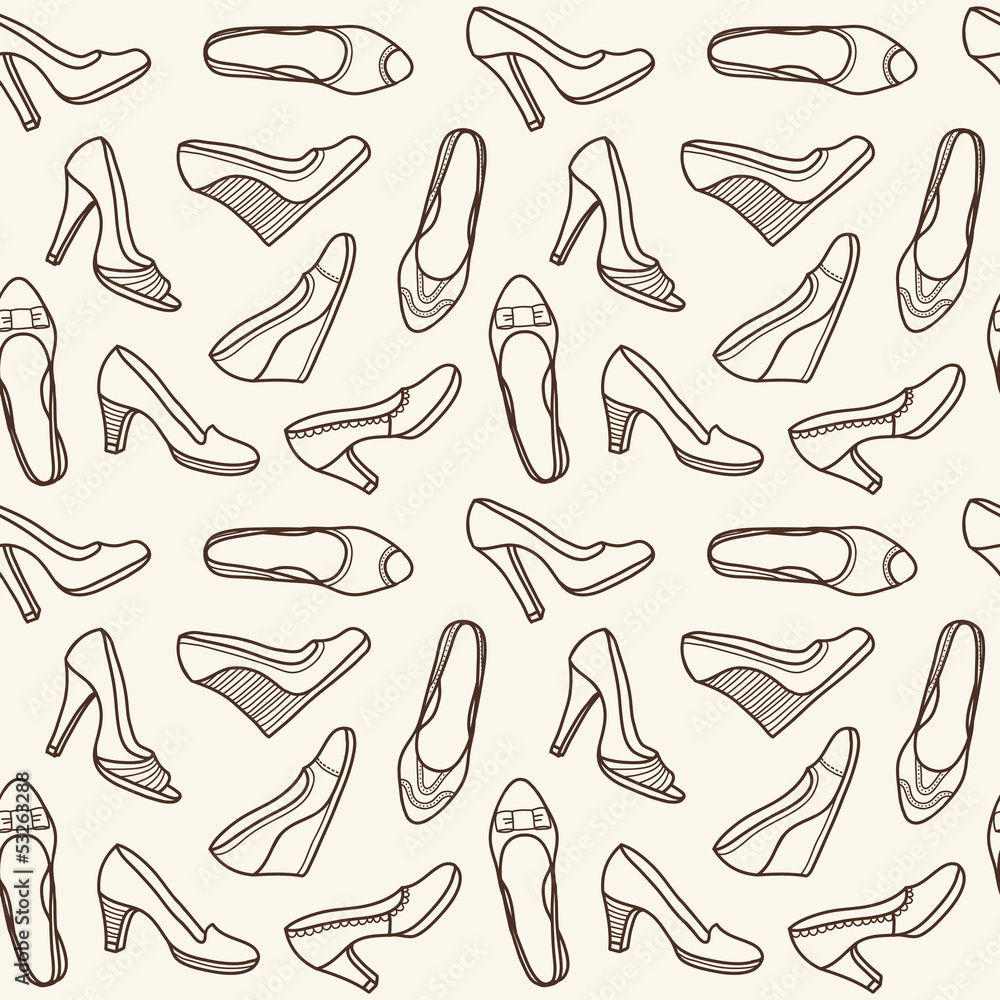 Seamless pattern with women shoes