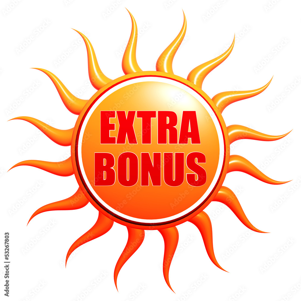 summer extra bonus in 3d sun label summer extra bonus in 3d sun label