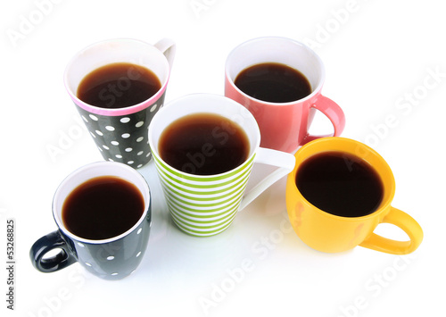 Many cups of coffee isolated on white