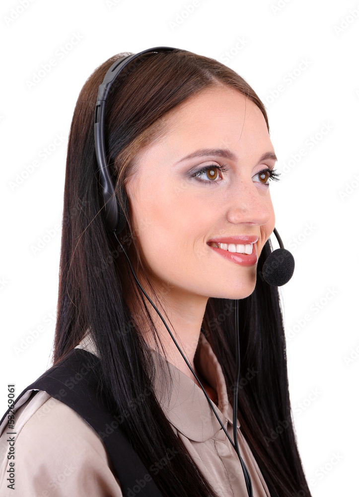 Call center operator, isolated on white Call center operator, isolated on white