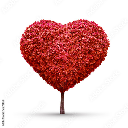 Heart-shaped red tree isolated