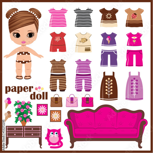 Paper doll with clothes set.