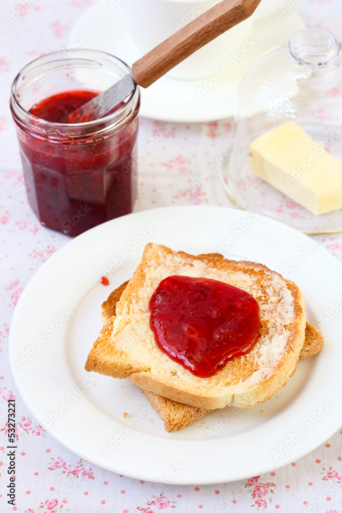 Toast with strawberry jam Toast with strawberry jam