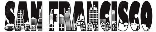 San Francisco City Text Outline Illustration