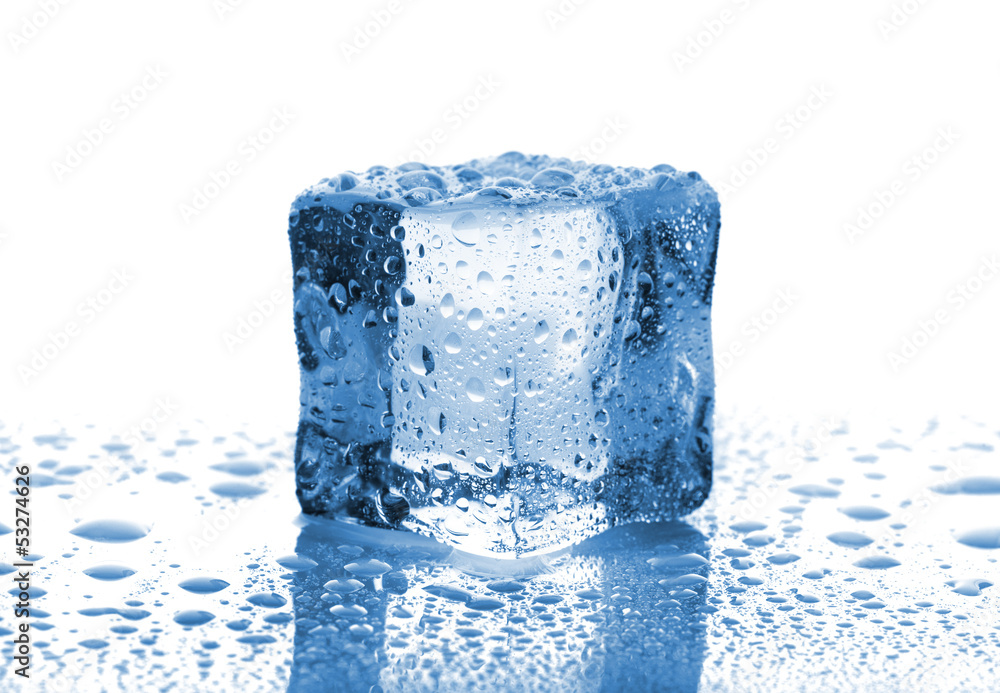 Single melted ice cube Single melted ice cube