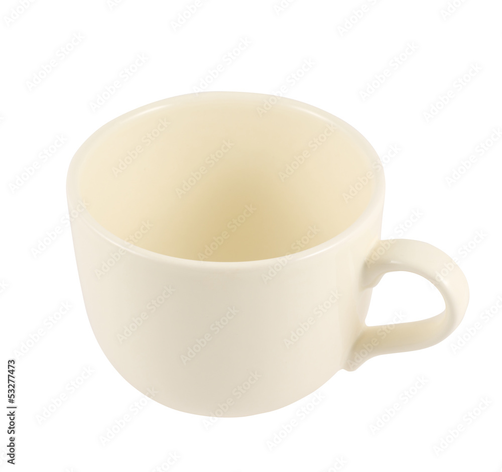 Ceramic cream colored cup isolated Ceramic cream colored cup isolated
