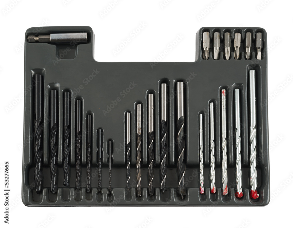 Drill bit collection in a plastic case Drill bit collection in a plastic case