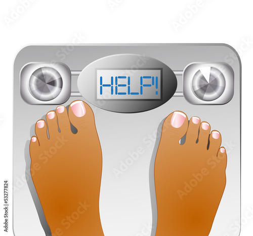woman's feet weighting themselves on a scale
