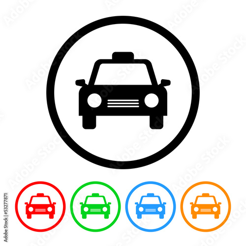 Taxi Car Icon Vector with Four Color Variations