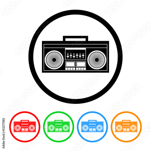 Boombox Radio Icon Vector with Four Color Variations