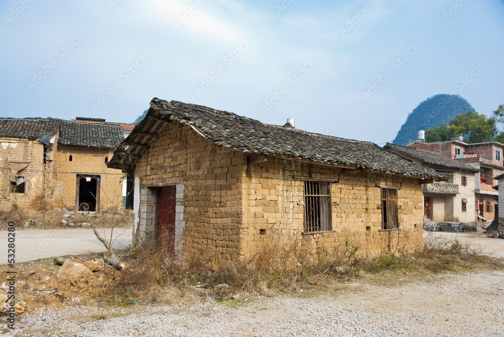 Abandoned Mud Bricks House in Village