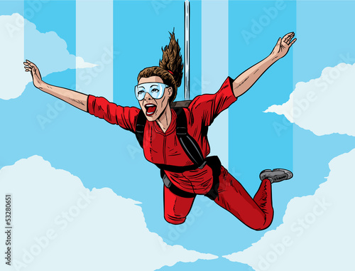 Happy parachuting girl