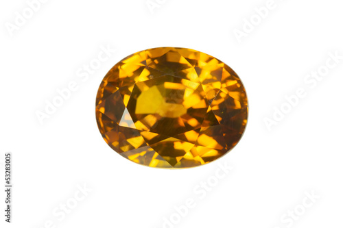 Yellow Sapphire isolated on white