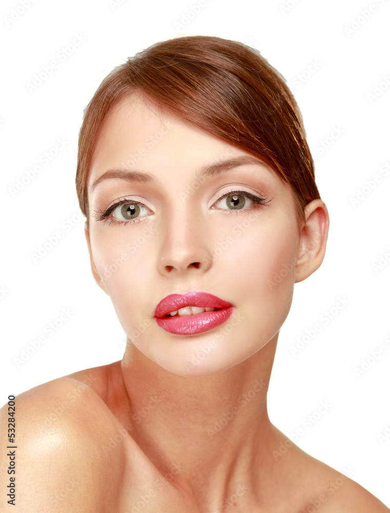 A beautiful woman, portrait isolated on white background