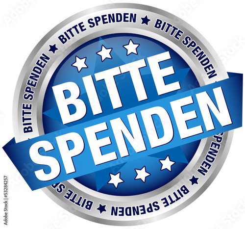 Button Banner "Bitte spenden" blau/silber
