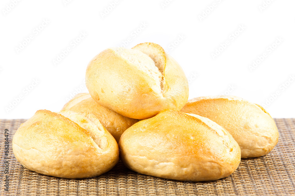 bun bread isolated on white background