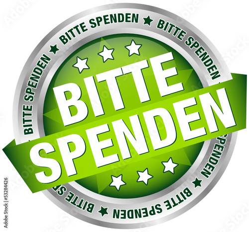 Button Banner "Bitte spenden" grün/silber