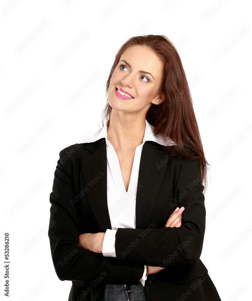 A beautiful woman standing with her arms A beautiful woman standing with her arms