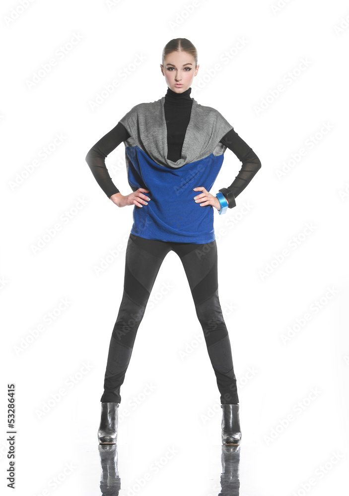 Full body young woman in casual clothes posing Full body young woman in casual clothes posing