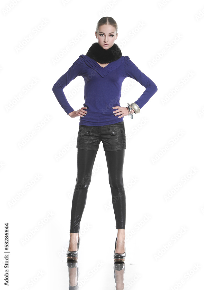 full body fashion woman with scarf posing in studio full body fashion woman with scarf posing in studio