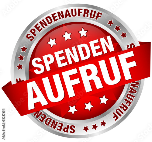 Button Banner "Spendenaufruf" rot/silber