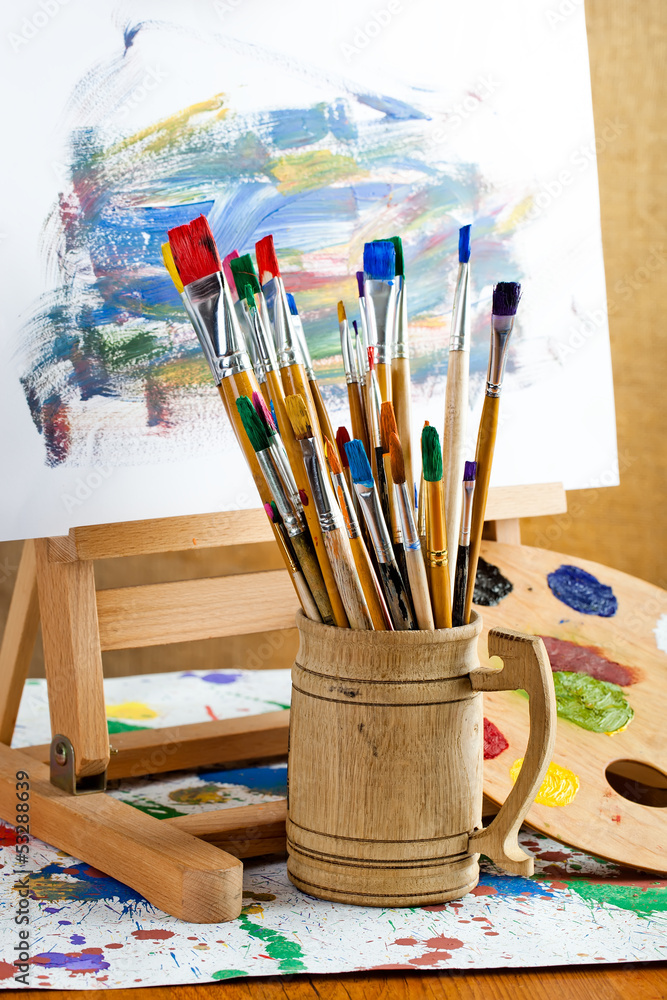 Fototapeta premium Paints and brushes