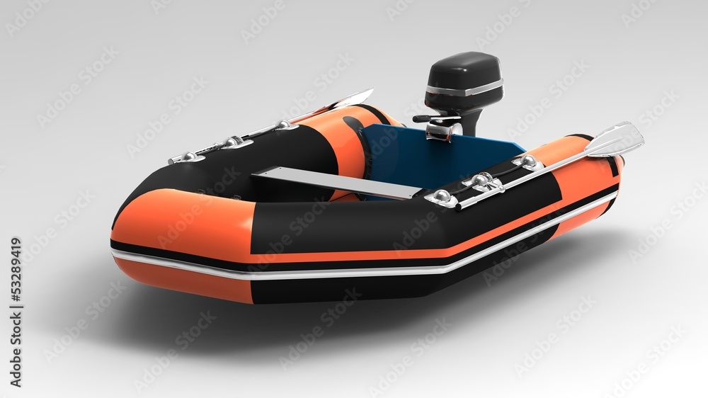 Rubber motorboat isolated on white Rubber motorboat isolated on white