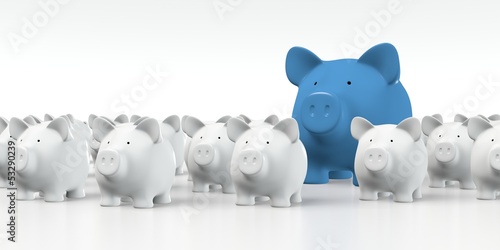 Piggy bank - Group with big blue pig photo