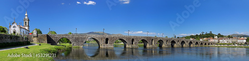 Panoramic view of the old romanic bridge of Ponte de Lima photo