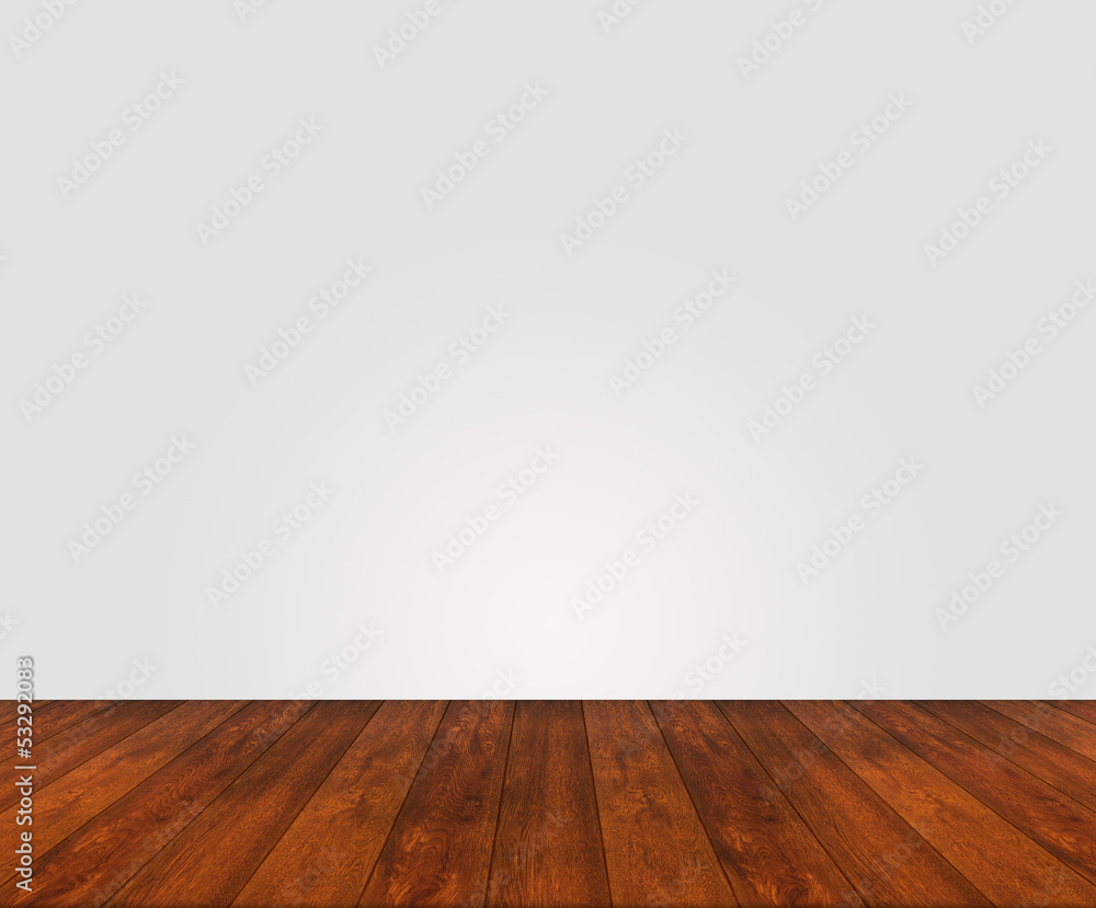Wooden floor with white wall Wooden floor with white wall