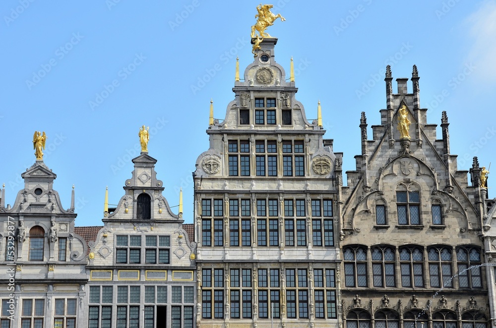 Old houses on square in Antwerp