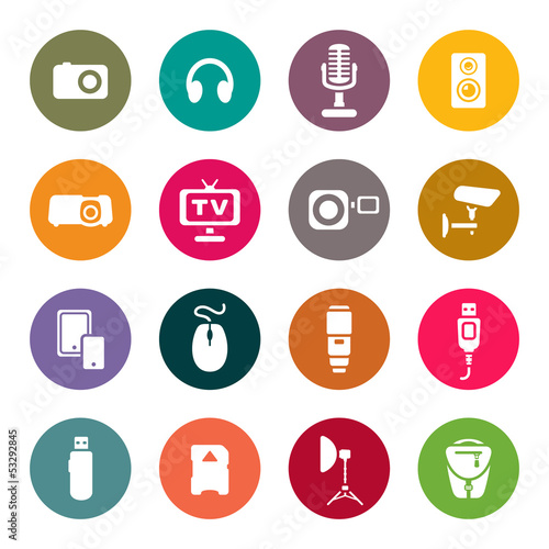 Photo and other technical devices icons set