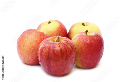 Group of red apple isolated on white background