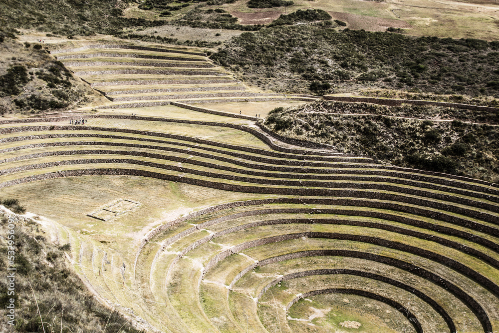 Peru,Moray,ancient Inca circular terraces. Peru,Moray,ancient Inca circular terraces.