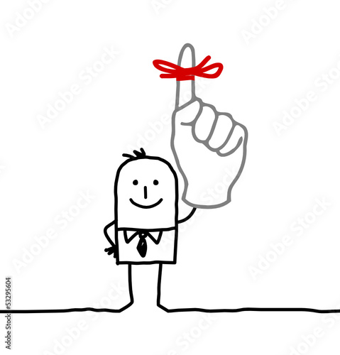 red ribbon on finger
