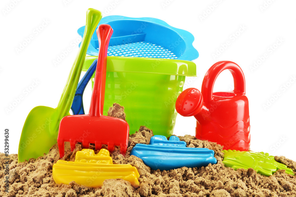 Plastic children toys for playing in sandpit or on a beach Plastic children toys for playing in sandpit or on a beach