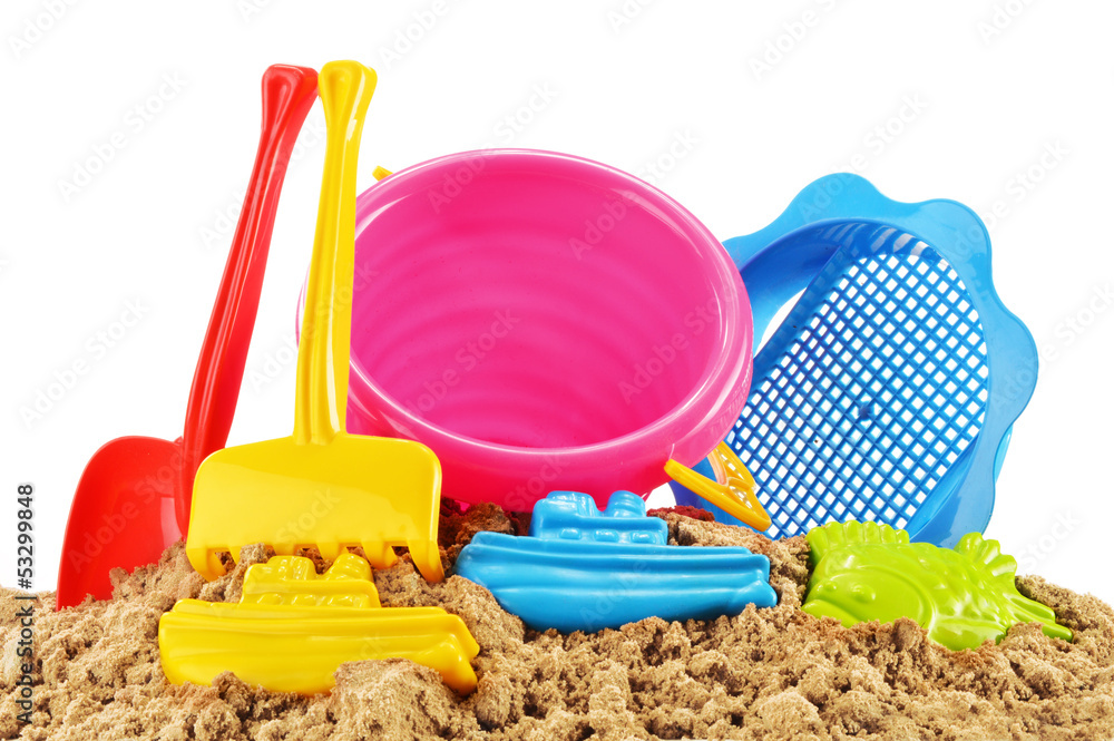 Plastic children toys for playing in sandpit or on a beach Plastic children toys for playing in sandpit or on a beach